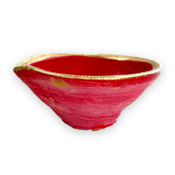 Clay Diya In Red Colour 