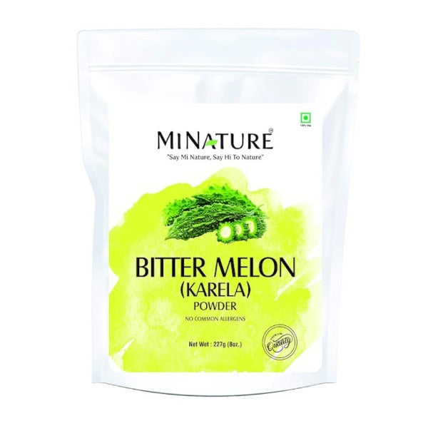 Miniature Bitter Melon Powder in white ziplock bag with green front