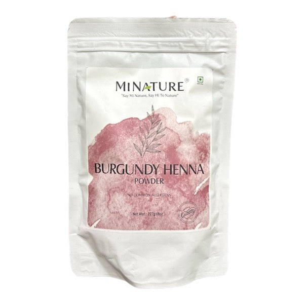 Minature Burgundy henna powder in white pouch