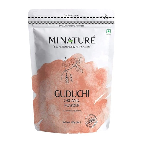 Minature Guduchi Organic Powder in White Ziplock Bag