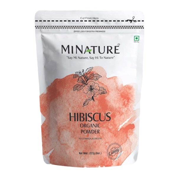 Minature Hibiscus Organic Powder in white ziplock bag