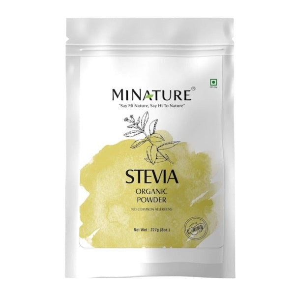 Minature Stevia Organic Powder in white ziplock bag