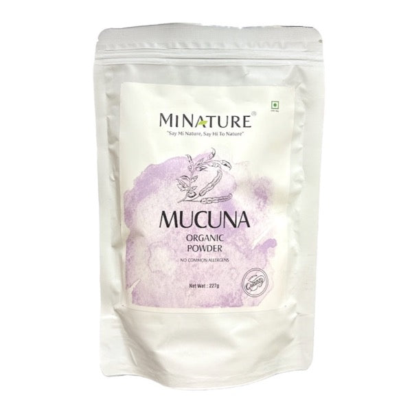 Minature Mucuna Organic Powder in White stand up pouch