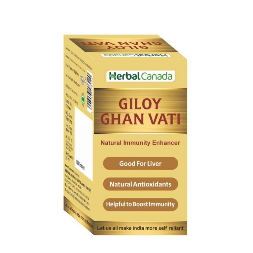 NZ supplement online product, Herbal Canada Giloy Ghan Vati 100 tablets in jar