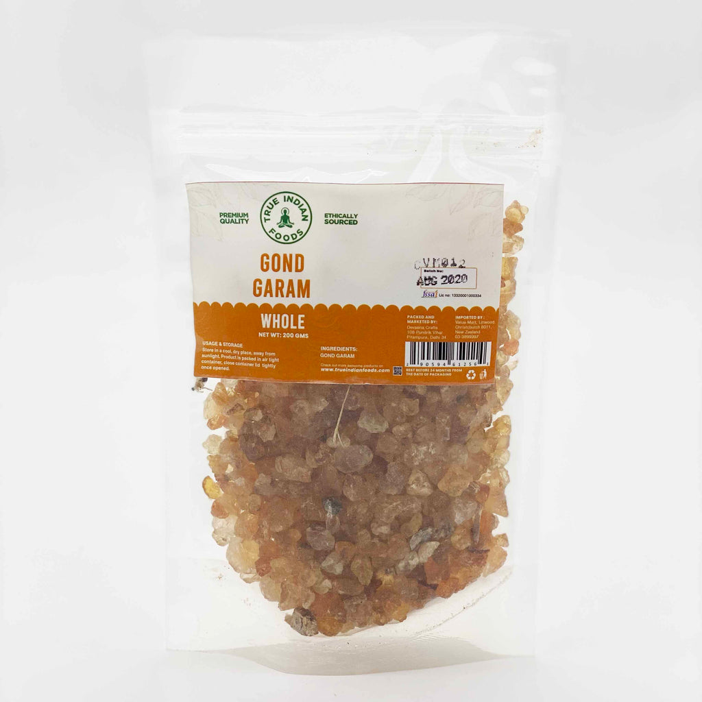 True indian foods Gond garam whole 200g in resealable ziplock bag